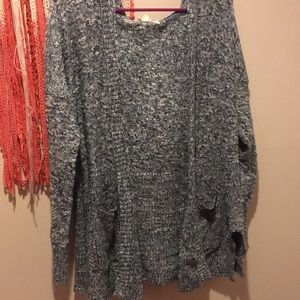 Navy blue and white soft cardigan